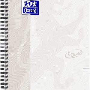 Caiet cu spirala, OXFORD School Touch, A4, 70 file-90g/mp, 4 perf, coperta carton gri - dictando