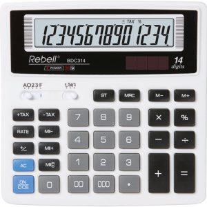 Calculator de birou, 14 digits, 156 x 156 x 30 mm, Rebell BDC 314 BX - alb