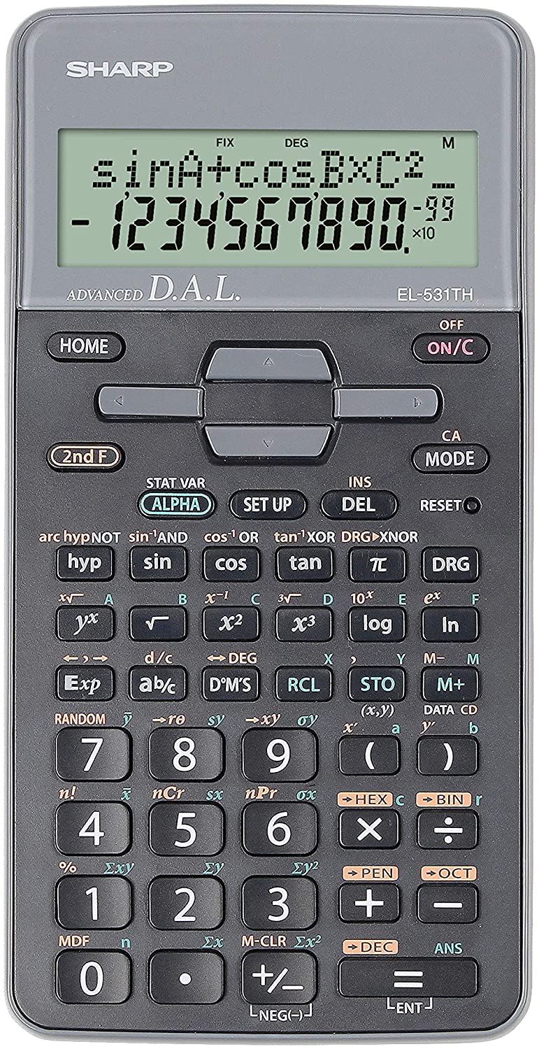 Calculator stiintific, 10 digits, 273 functii, 161x80x15mm, dual power, SHARP EL-531THGR-negru/gri