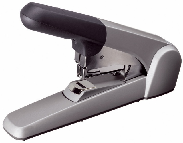 Capsator metalic LEITZ 5552 de mare capacitate, capsare plata, 60 coli, 1000 capse P5 incluse, argin
