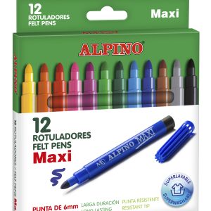 Carioca lavabila, 12 culori/cutie, ALPINO Maxi