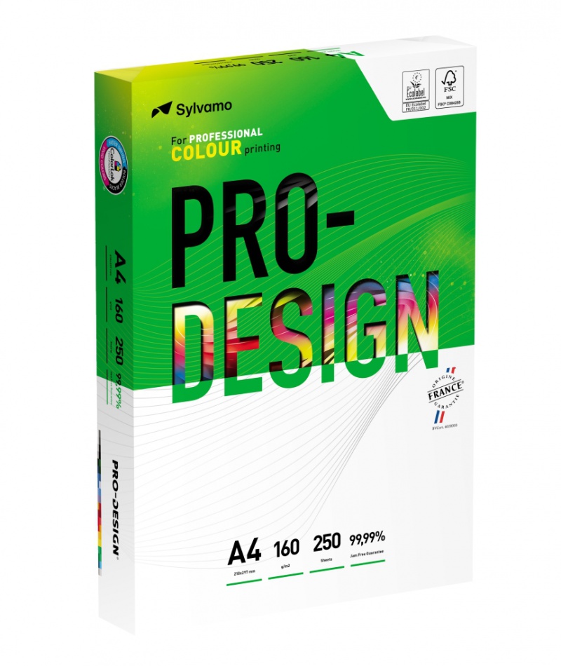 Carton A4, pentru print digital, Pro-Design, clasa A++, 160 gr./mp, 250 coli/top - alb