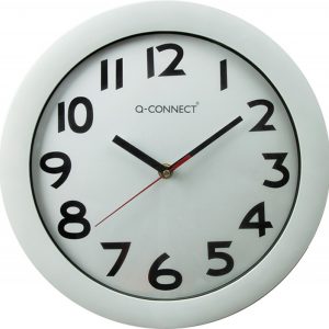 Ceas de perete, D-28 cm, cifre arabe, cadran alb, rama plastic, Q-Connect Budapest