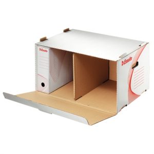 Container arhivare Esselte Standard, deschidere frontala, carton, 100% reciclat, FSC, alb