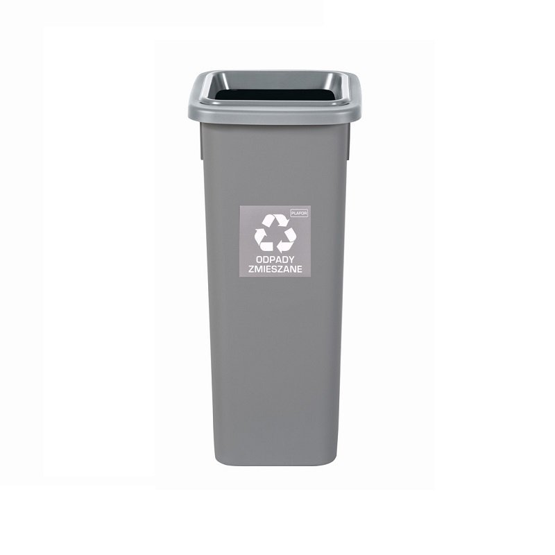 Cos plastic reciclare selectiva, capacitate 75l, PLAFOR Fit - gri cu capac gri - altele