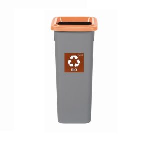 Cos plastic reciclare selectiva, capacitate 20l, PLAFOR Fit - gri cu capac maro - bio