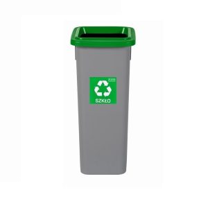 Cos plastic reciclare selectiva, capacitate 20l, PLAFOR Fit - gri cu capac verde - sticla