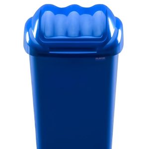 Cos plastic cu capac batant, pentru reciclare selectiva, capacitate 15l, PLAFOR Fala - albastru