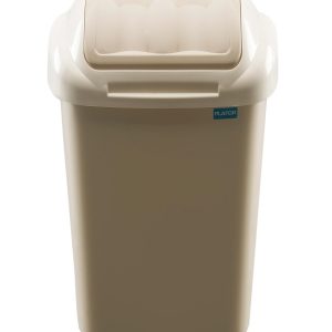 Cos plastic cu capac batant, pentru reciclare selectiva, capacitate 15l, PLAFOR Fala - cappuccino