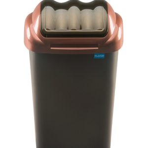 Cos plastic cu capac batant, pentru reciclare selectiva, capacitate 30l, PLAFOR Fala - negru auriu