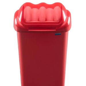 Cos plastic cu capac batant, pentru reciclare selectiva, capacitate 15l, PLAFOR Fala - rosu