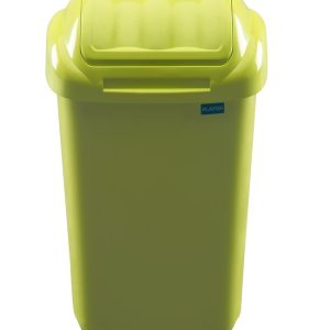 Cos plastic cu capac batant, pentru reciclare selectiva, capacitate 30l, PLAFOR Fala - verde