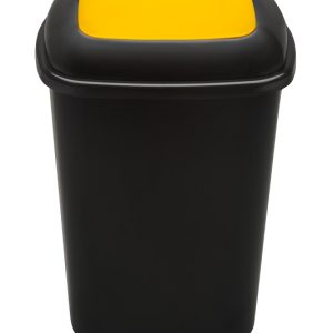 Cos plastic reciclare selectiva, capacitate 28l, PLAFOR Quatro - negru cu capac galben - plastic