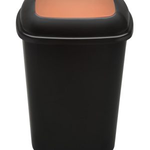 Cos plastic reciclare selectiva, capacitate 28l, PLAFOR Quatro - negru cu capac maro - bio