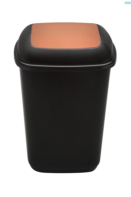 Cos plastic reciclare selectiva, capacitate 28l, PLAFOR Quatro - negru cu capac maro - bio