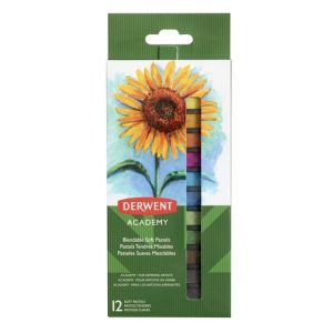 Creioane pastel soft DERWENT Academy, 12 buc/set, diverse culori