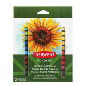 Creioane pastel soft DERWENT Academy, 24 buc/set, diverse culori