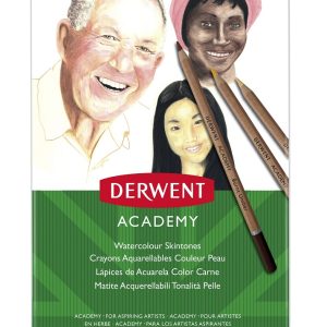 Creioane acuarela DERWENT Academy, tonurile pielii, 12 buc/set, diverse culori