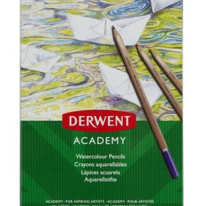 Creioane acuarela DERWENT Academy, cutie metalica, 12 buc/set, diverse culori