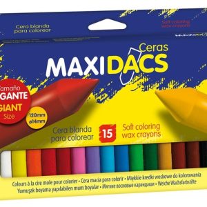 Creioane cerate groase, cutie carton, 15 culori/cutie, ALPINO MaxiDacs