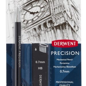 Creion mecanic metalic DERWENT Professional, HB 0.7 mm, rezerve mine si radiere incluse, negru