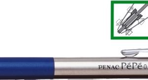 Creion mecanic metalic PENAC Pepe, rubber grip, 0,5mm, varf metalic - accesorii bleumarin