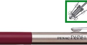 Creion mecanic metalic PENAC Pepe, rubber grip, 0.5mm, varf metalic - accesorii bordeaux