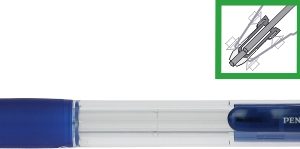 Creion mecanic PENAC CCH-3, rubber grip, 0.7mm, varf metalic, corp transparent, accesorii albastre