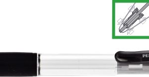 Creion mecanic PENAC CCH-3, rubber grip, 0.7mm, varf metalic, corp transparent, accesorii negre