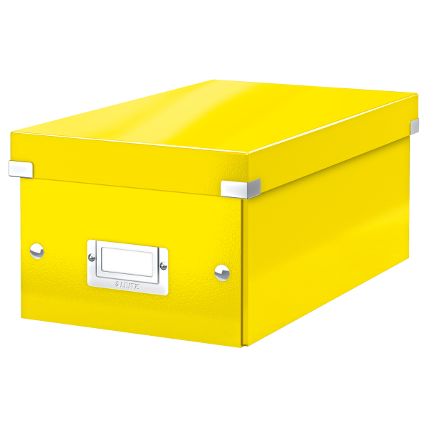 Cutie depozitare Leitz WOW Click & Store, carton laminat, pliabila, cu capac, 20x14x35 cm, galben