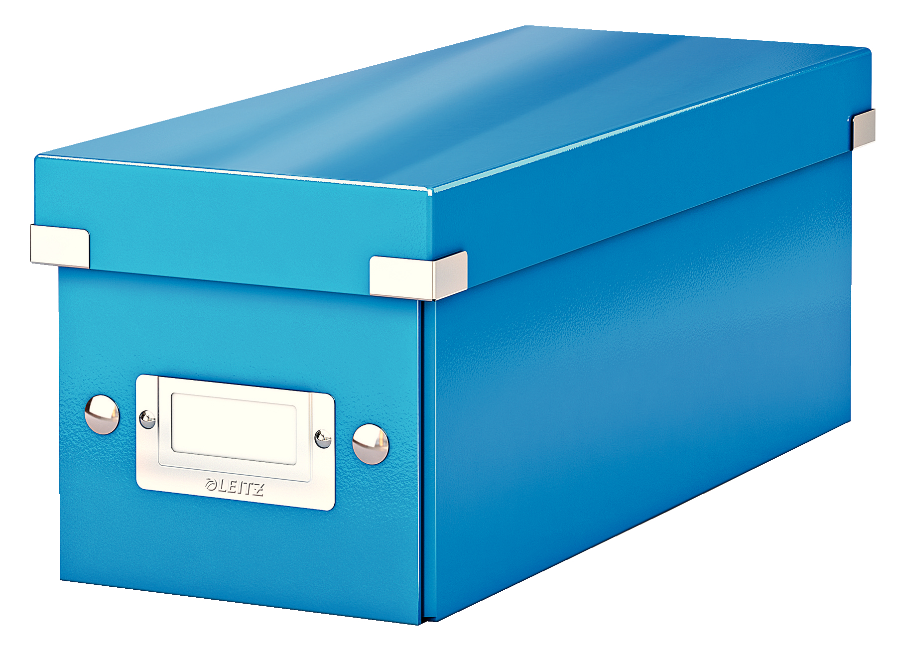 Cutie depozitare Leitz WOW Click & Store, carton laminat, pliabila, cu capac, 14x13x35 cm, albastru