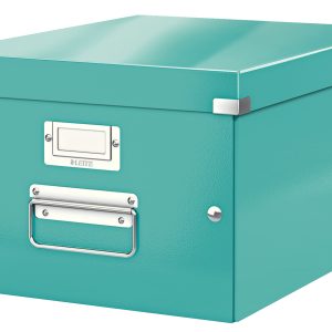 Cutie depozitare LEITZ WOW Click & Store, carton laminat, medie, turcoaz