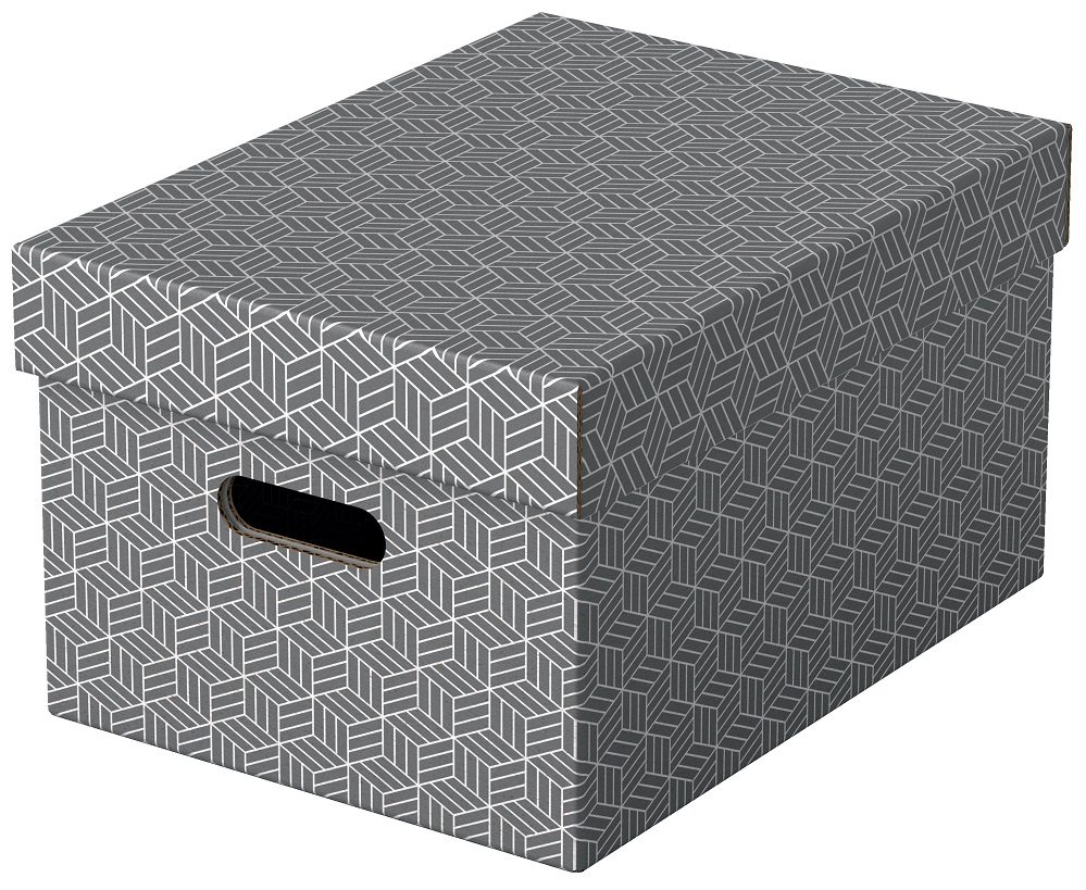 Cutie depozitare Esselte Recycled, carton, 100% reciclat, FSC, 36x26x20 cm, cu capac, 3 buc/set, gri