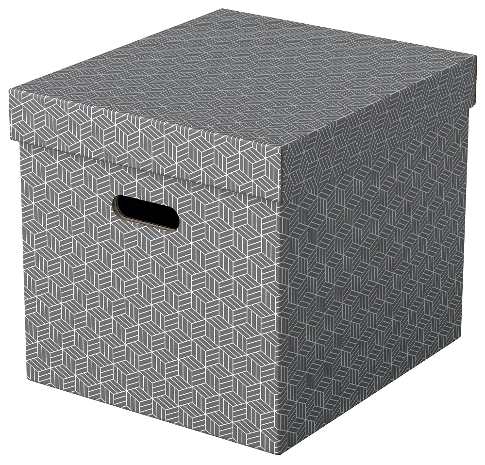 Cutie depozitare Esselte Recycled, carton, 100% reciclat, FSC, 36x32x31 cm, cu capac, 3 buc/set, gri