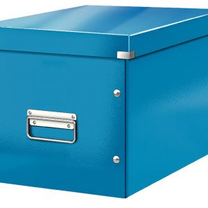 Cutie depozitare LEITZ WOW Click & Store, carton laminat, Cub, mare, albastru