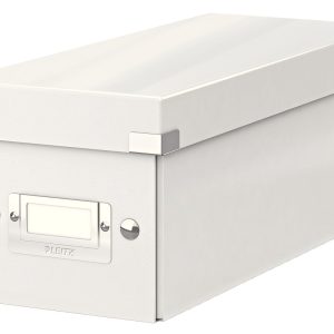 Cutie depozitare Leitz WOW Click & Store, carton laminat, pliabila, cu capac, 14x13x35 cm, alb