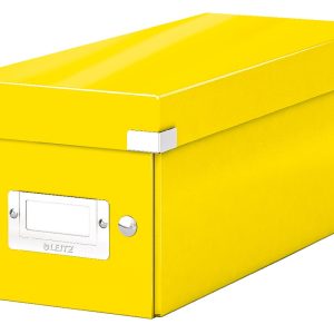 Cutie depozitare Leitz WOW Click & Store, carton laminat, pliabila, cu capac, 14x13x35 cm, galben