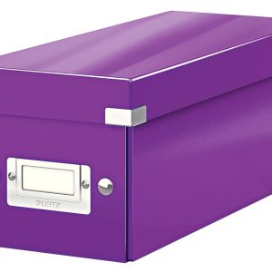 Cutie depozitare Leitz WOW Click & Store, carton laminat, pliabila, cu capac, 14x13x35 cm, mov