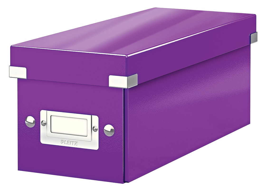 Cutie depozitare Leitz WOW Click & Store, carton laminat, pliabila, cu capac, 14x13x35 cm, mov