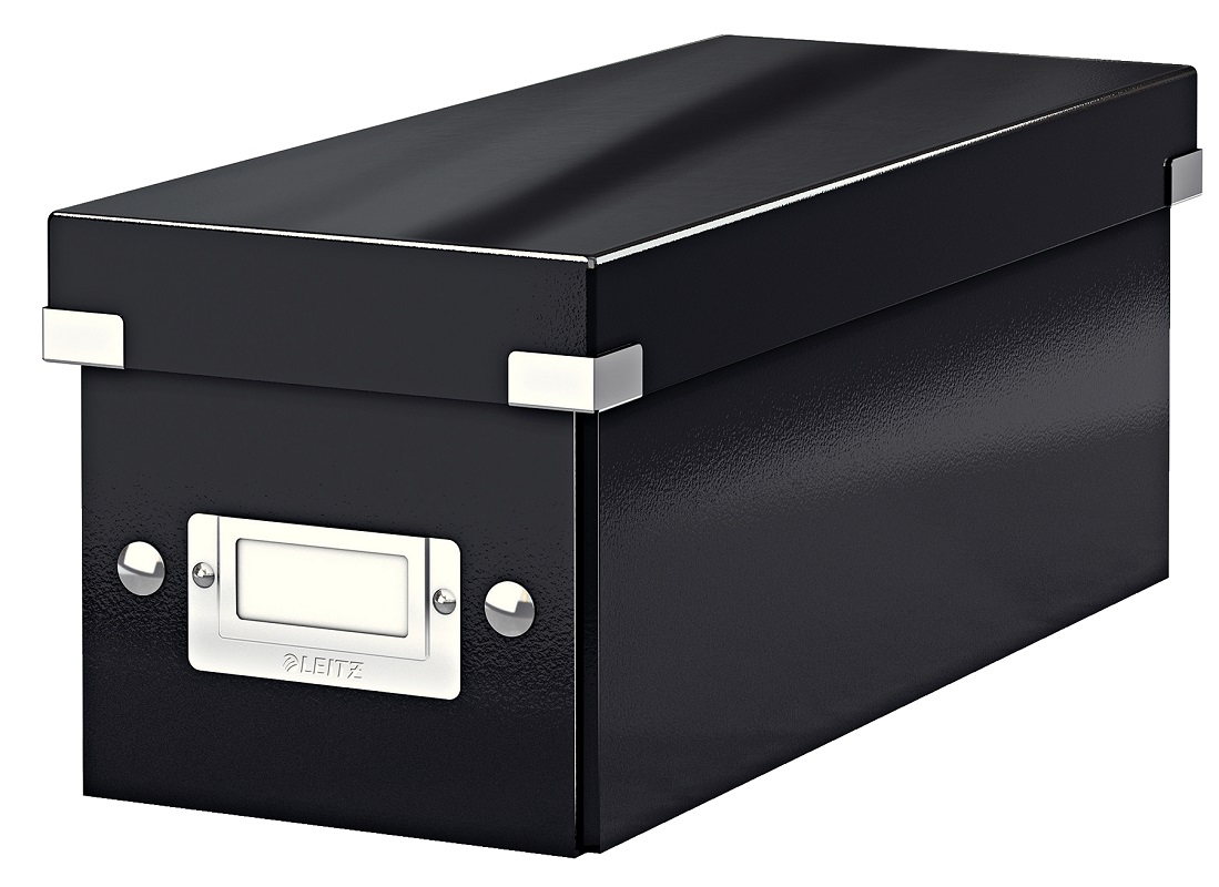Cutie depozitare Leitz WOW Click & Store, carton laminat, pliabila, cu capac, 14x13x35 cm, negru