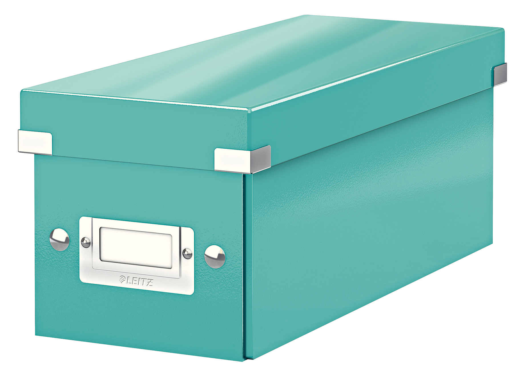 Cutie depozitare Leitz WOW Click & Store, carton laminat, pliabila, cu capac, 14x13x35 cm, turcoaz