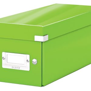 Cutie depozitare Leitz WOW Click & Store, carton laminat, pliabila, cu capac, 14x13x35 cm, verde