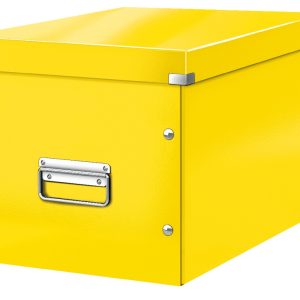 Cutie depozitare LEITZ WOW Click & Store, carton laminat, Cub, mare, galben
