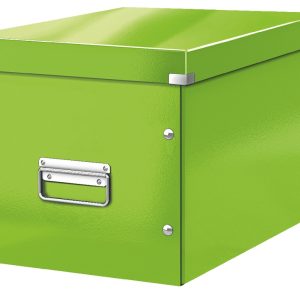 Cutie depozitare LEITZ WOW Click & Store, carton laminat, Cub, mare, verde
