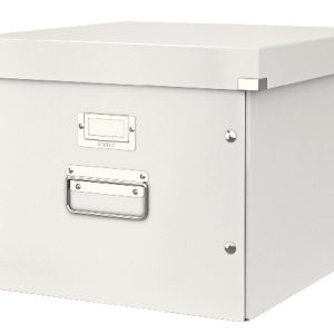 Cutie depozitare LEITZ WOW Click & Store, pentru 15 dosare suspendabile, carton laminat, alb
