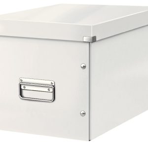 Cutie depozitare LEITZ WOW Click & Store, carton laminat, Cub, mare, alb