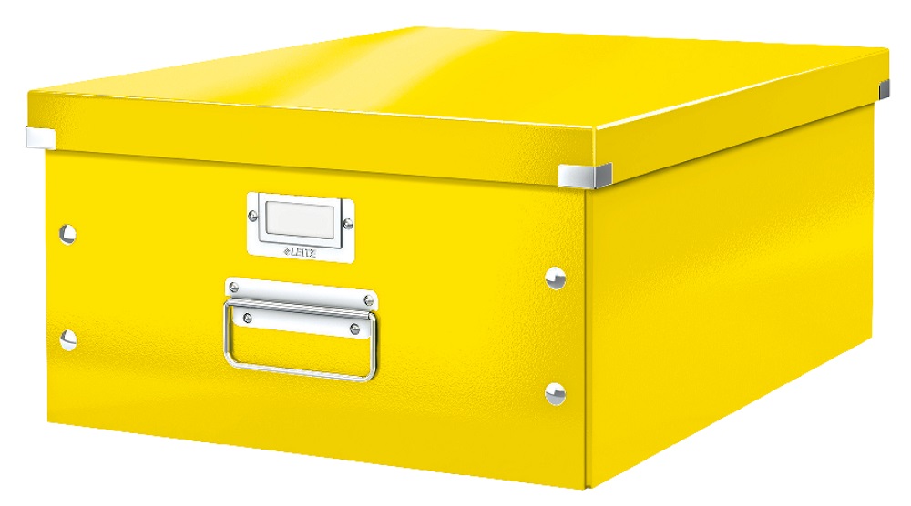 Cutie depozitare LEITZ WOW Click & Store, carton laminat, mare, galben