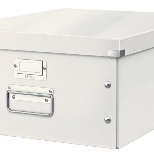 Cutie depozitare LEITZ WOW Click & Store, carton laminat, mare, alb