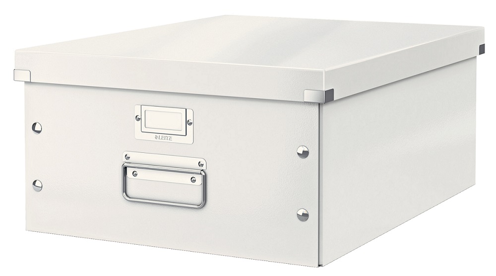 Cutie depozitare LEITZ WOW Click & Store, carton laminat, mare, alb