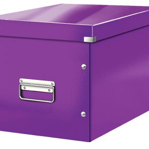 Cutie depozitare LEITZ WOW Click & Store, carton laminat, Cub, mare, mov